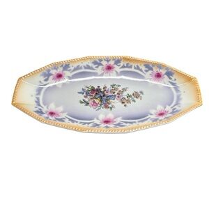 Antique German Lustreware Porcelain Relish Celery Dish 11.5 Inch Length